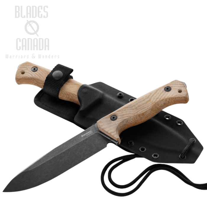 Lion Steel T6 Fixed Blade Knife, CPM 3V Black Tumbled, Micarta Natural, T6B 3V CVN